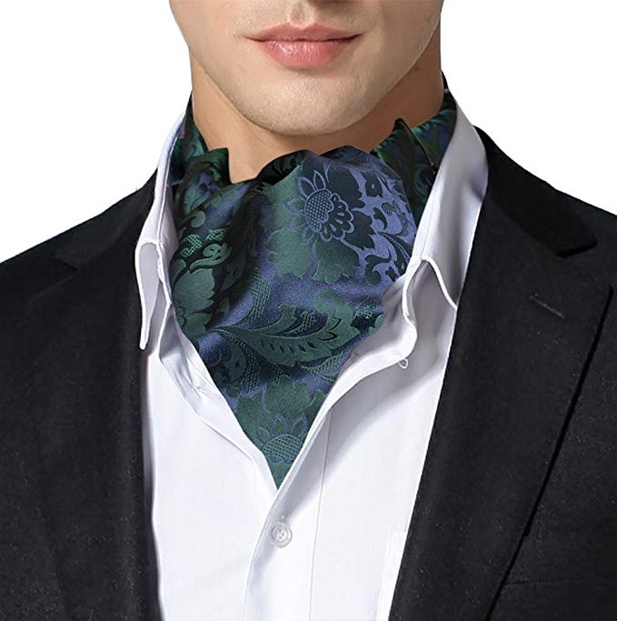 Remo Sartori Made in Italy Men's Floral Self Cravat Ascot Tie, 100% ...